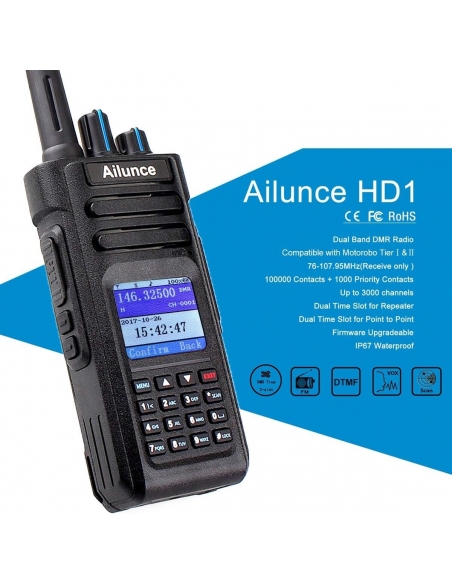 Retevis Ailunce HD1 10W DMR Radio Amatoriale, Dual Band, Bidirezionale