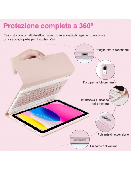 Cover con Tastiera per iPad 10 Generazione 2025, Italiano QWERTY