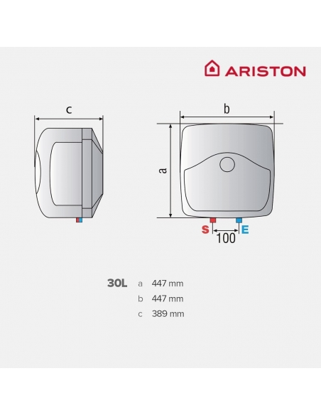 ARISTON BLU EVO R 30 3100321 Scaldabagno Elettrico 30L Sopralavello 49 x 46 x 60