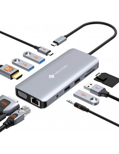 NOVOO R11 Docking Station USBC 11 in 1 Hub...