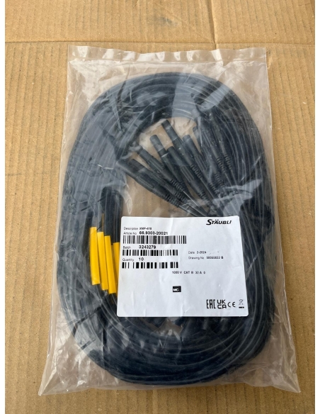 10 X STÄUBLI XMF-418 66.9303-20021 Cavo di prova 32 A 1 kV spina a banana 4mm x2