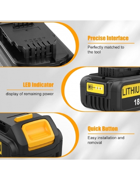 Energup DCB118 18V 5000mAh Batteria con Caricabatteria Compatibile Dewalt