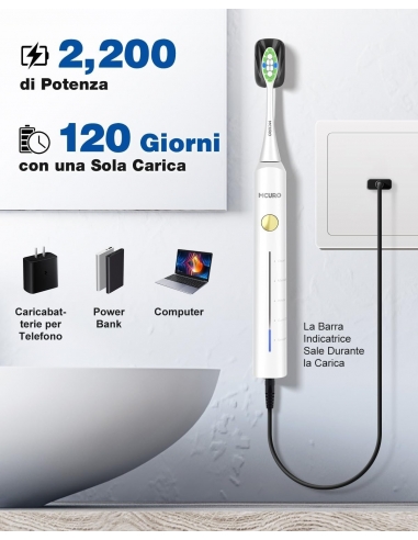 MCURO D62 Spazzolino Elettrico Sonico Autonomia...