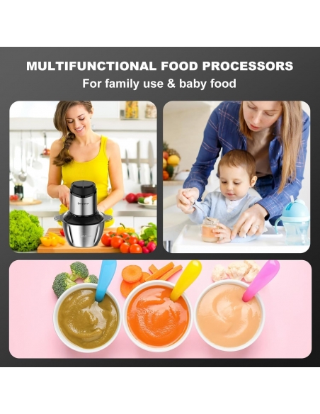 SOVYME Food Processor Robot da cucina tritatutto con  ciotola in vetro