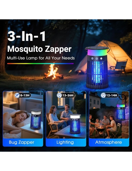 BUG ZAPPER SJZ-091 Lampada Antizanzare Solare con Luce LED