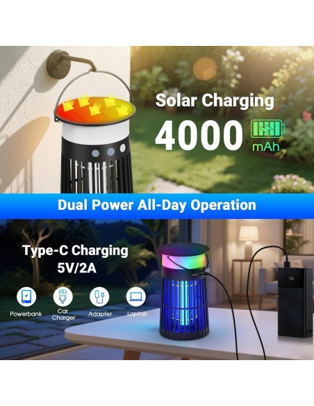 BUG ZAPPER SJZ-091 Lampada Antizanzare Solare con Luce LED