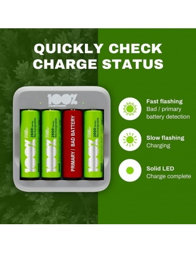 PEAKPOWER 4 Slot Caricabatterie per Pile...