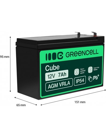 GreenCell AGM04 Batteria al piombo per UPS 12 V 7 Ah