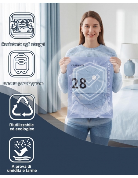 RAPLINK 12BAGS Sacchetti Sottovuoto Vestiti con Pompa Elettrica