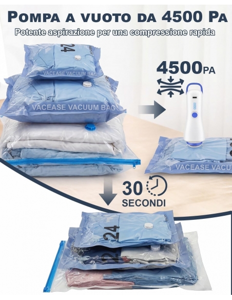 RAPLINK 12BAGS Sacchetti Sottovuoto Vestiti con Pompa Elettrica