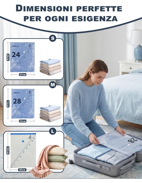 RAPLINK 12BAGS Sacchetti Sottovuoto Vestiti con Pompa Elettrica