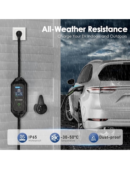 AFYEEV Cavo Ricarica Auto Elettrica Tipo 2 Schuko, 8/10/13/16A 3.6kW