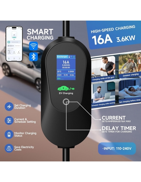 AFYEEV KS7 Caricabatteria da auto elettrico 3,68 KW[6 m 6-16 A 1 fase