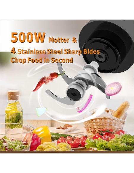 ELESTYLE CP-6088 Tritatutto elettrico da cucina con 4 lame in acciaio inox
