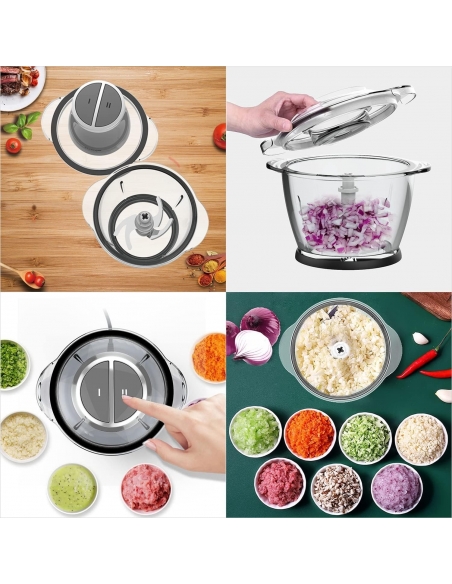 ELESTYLE CP-6088 Tritatutto elettrico da cucina con 4 lame in acciaio inox