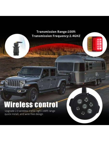 TEGUANGMEI Fanali Posteriori WIFI Rimorchio  Magnetiche Luci Posteriori