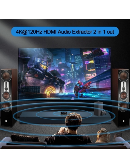 Rofavezcoo Estrattore Convertitore audio Switch 2 IN 1 HDMI 2.1 4K 120Hz VRR