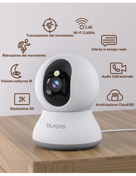 Blurams A31 Telecamera Wi-Fi Interno 2K Videocamera Sorveglianza